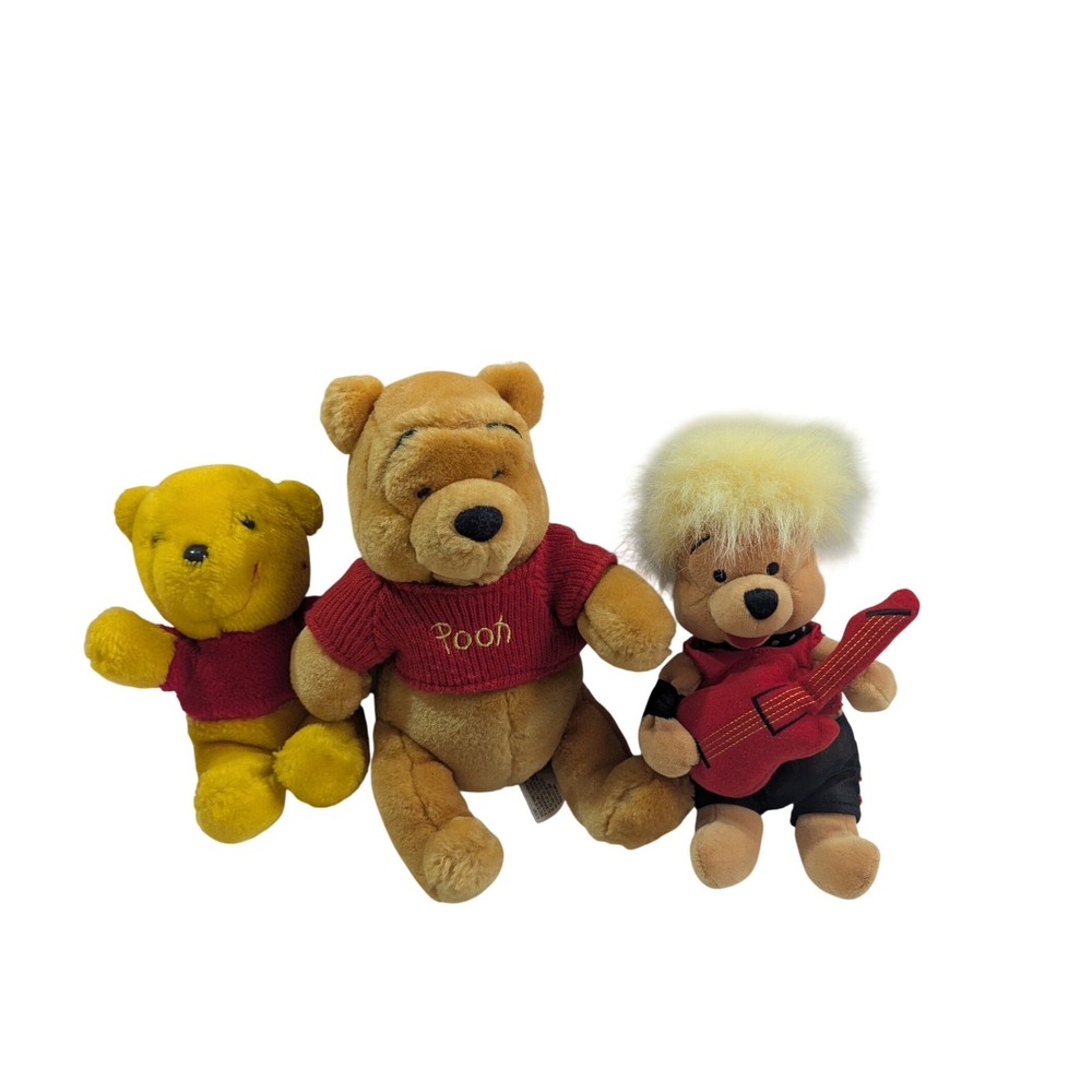 Disney Winnie the Pooh Plush Lot Rockstar Guitar Sears Vintage Walt Disney World